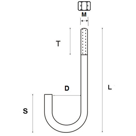 M8 X 150 Mm T316 Stainless Steel Hook Bolt