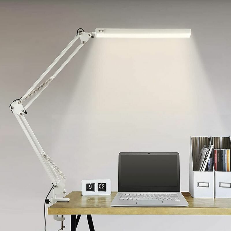 Lampe de Bureau Blanche 48 cm à LED Intégrées Ta…