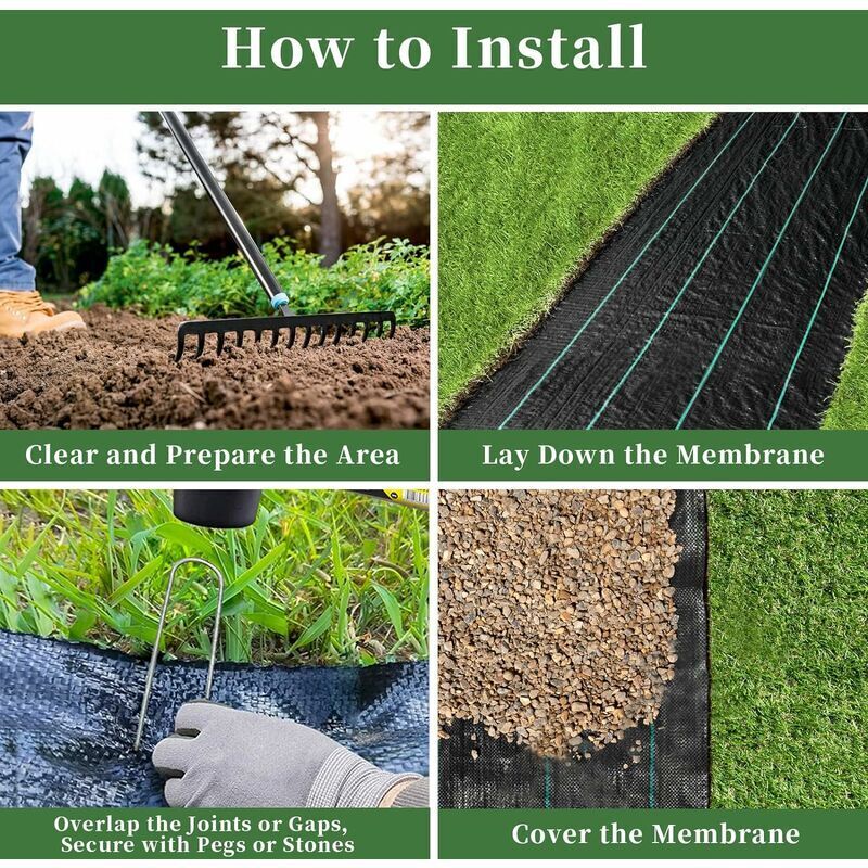 Membrane Anti-Mauvaises Herbes 10m Avec Trous - Tissu Paysager Plantation - 10 Piquets Acier Inclus