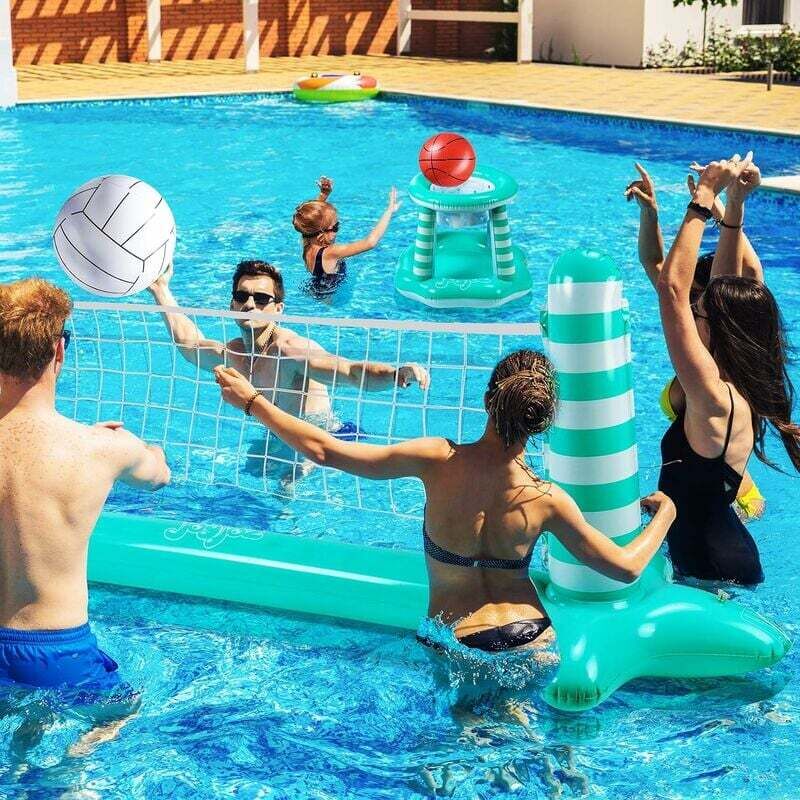 Filet Volley-Ball Piscine 4.5x0.9m - Nylon Flottant Jeu Aquatique