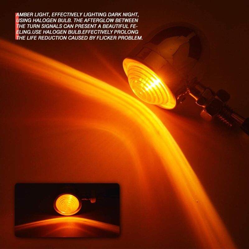 2 Clignotants Moto Ambre/Rouge - Style Rétro, LED 3 Fils | Universel 12V Pour Cruiser, Chopper, Bobber
