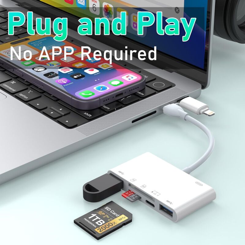 Lecteur De Carte SD 2 En 1 Pour IPhone Et USB-C - Transfert Rapide 20-30 Mo/s - Compatible IOS/Android/MacBook