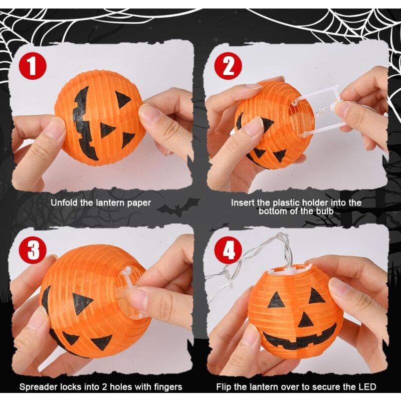 3 Lanternes Citrouille LED Colorées - Décoration Halloween/Automne Pour Maison/Jardin