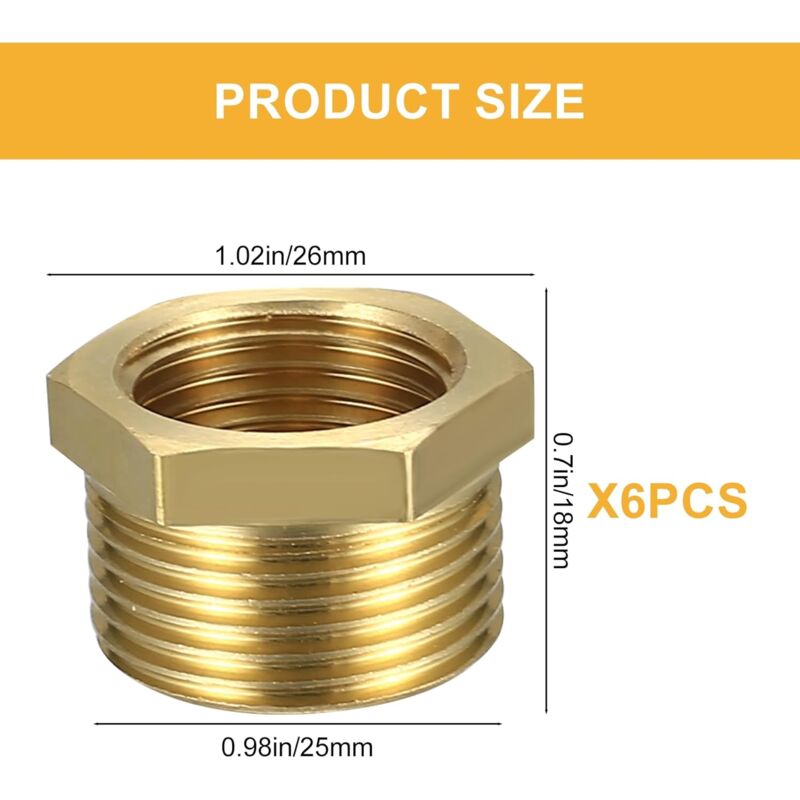 2 Réducteurs Acier Inoxydable 304 ERGAOBOY - 3/4" BSP Mâle To 3/8" BSP Femelle, Adaptateur Raccord Tuyauterie