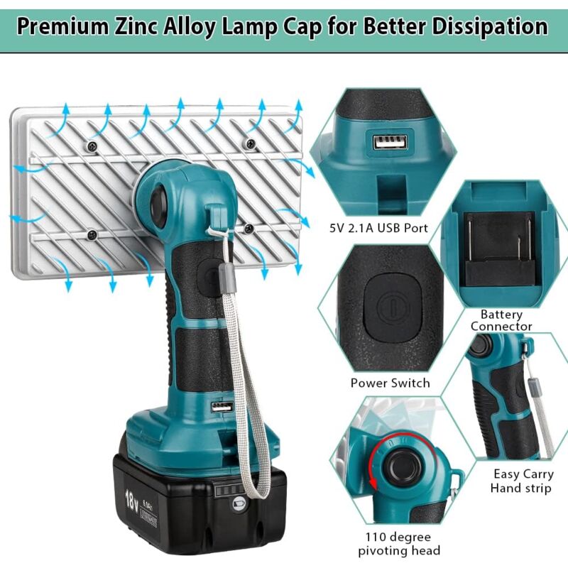 ANSMANN Lampe De Travail LED, Compatible Avec Les Batteries