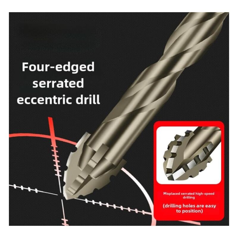 7 Forets Excentriques 4 Dents - Tige Hexagonale 1/4", Revêtement Titane, Pour Métal, Bois, Plastique
