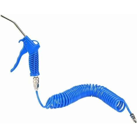 Soufflette Camion Soufflette Pneumatique avec Tuyau de Spirale de 5 mètres Kit de nettoyage de pistolet à air pour camion avec connecteur en T(26mm), Bleu-Guazhuni