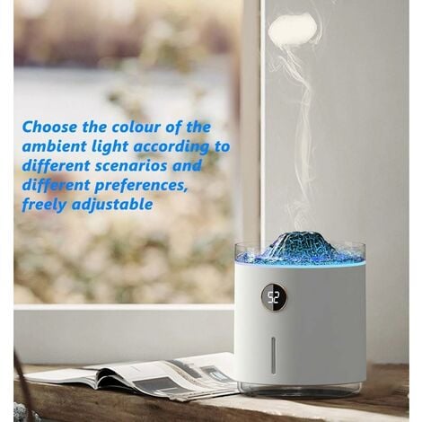 Diffuseur de pluie - Humidificateur d'air en forme de nuage -  Humidificateur de bureau - Lampe d'aromathérapie - USB - 450 ml - Veilleuse  colorée pour