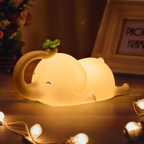 Veilleuse rechargeable pour enfants avec luminosité à 3 niveaux, lampe de nuit en silicone LED Elephant, veilleuses pour chambre à coucher, chambre de bébé et bureau d'étude-Veilleuse de Noël