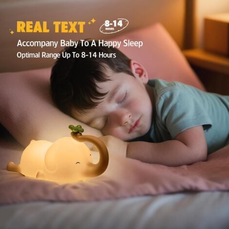 Veilleuse rechargeable pour enfants avec luminosité à 3 niveaux, lampe de nuit en silicone LED Elephant, veilleuses pour chambre à coucher, chambre de bébé et bureau d'étude-Veilleuse de Noël