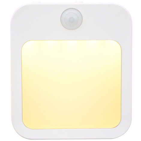 Veilleuse LED avec détecteur de mouvement, lumières blanches chaudes à piles,  éclairage de placard avec adhésif pour chambres d'enfants, chambres,  escaliers, couloirs (4 pièces),(blanc)-BISBISOUS