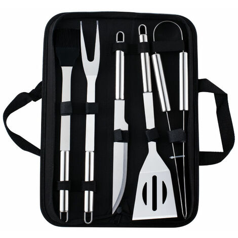 Kit Ustensiles Barbecue 3 Pièces CANIGHT - Lève-grille, Pince à Pizza, Outil Anti-brûlure - En Acier Inoxydable Et Plastique - Portable Pour Pique-nique Camping