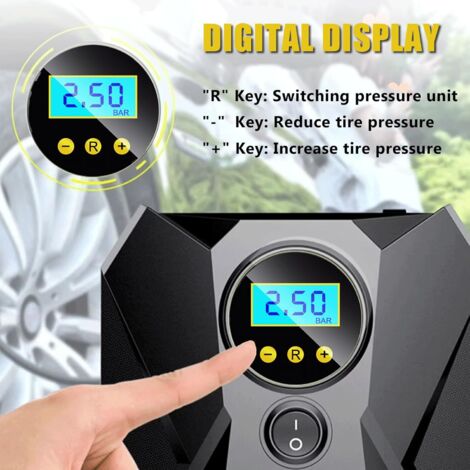 Compresseur d'air Portatif, Gonfleur de Pneu de compresseur d'air DC 12V avec manomètre