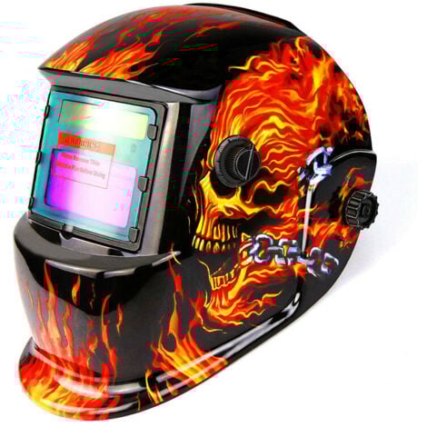 Casque de Soudure Automatique - Masque de Soudure avec 2 Lentilles et 2 Capteurs de filtre à ombre réglables DIN9-13 pour le soudage à l'arc de MIG TIG MAG [Classe énergétique A+++]