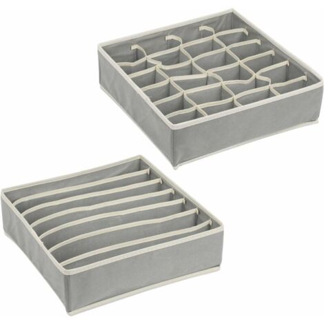 TLOXO Lot De 3 Organisateur De Tiroir Pliable Non-tissé,24 Grilles