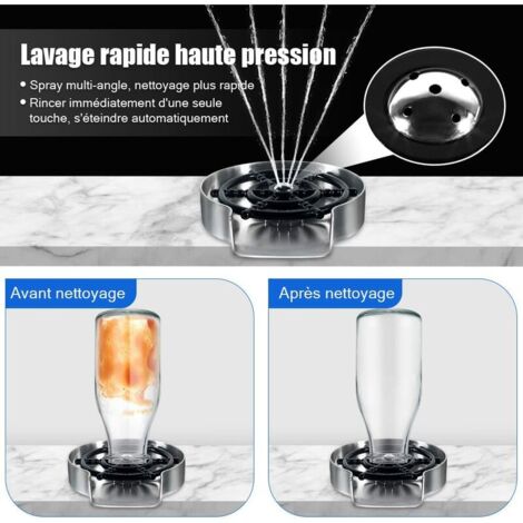 Rince Verre en Acier Inoxydab, Accessoires pour Evier de Cuisine, Rondel en Métal, Rince Verre Evier, Nettoyeur Verre, Accessoires de Cuisine, Argent Mat