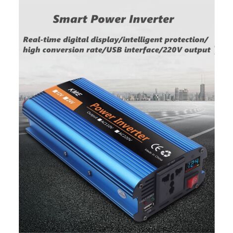 Onduleur Convertisseur 2000W-DC 12V à AC 220V Onduleur- Prise Utilisation universelle internationale de Courant Alternati-Avec affichage LED-Puissance de Pointe 6000W transformateur de Tension