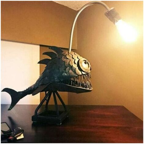 Lampe de table de style steampunk, lampe de table de style steampunk avec lampe de requin USB rustique, lumières de nuit à la main, lampes de livre, décoration industrielle créative pour la maison/le
