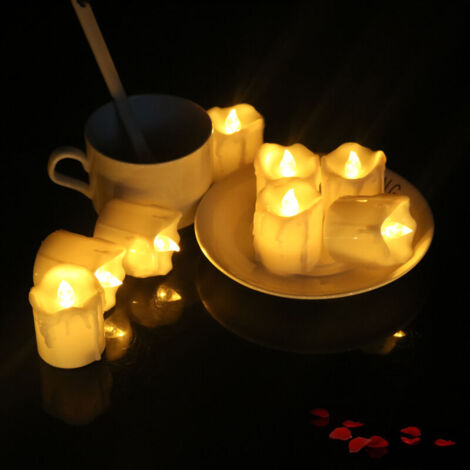 12 x Bougies LED avec minuterie Bougies sans flamme à piles Bougie chauffe-plat LED réaliste pour décoration, intérieur, extérieur, mariage, Noël, fêtes