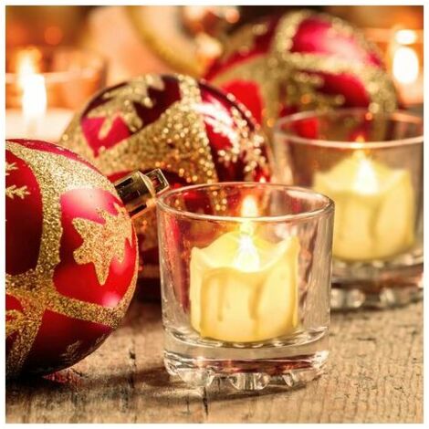 12 x Bougies LED avec minuterie Bougies sans flamme à piles Bougie chauffe-plat LED réaliste pour décoration, intérieur, extérieur, mariage, Noël, fêtes