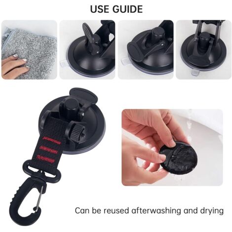 4 Ventouses De Camping Ultra Puissantes Avec Crochets - Fixation Robuste Pour Tente, Voiture, Maison Et Auvent