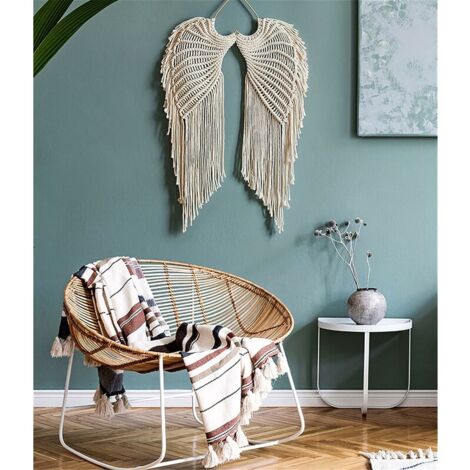 Folklore CD Chic Tissée - 50 X 31 Avec Franges - Décoration Maison Géométrique Tapisserie Murale Boho