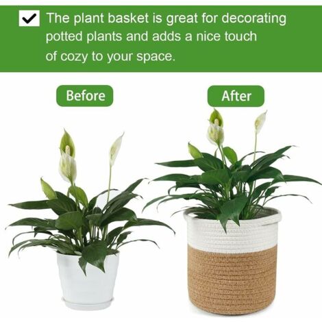 Cache-Pot En Osier Tressé Main - Panier Décoratif Polyvalent Pour Plantes D'Intérieur - 26x26x18 Cm - 12