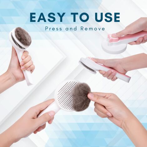 Brosse de toilettage pour chiens et chats, brosse à râteau autonettoyante pour chiens et chats. L'outil de brosse de toilettage pour animaux de compagnie enlève en douceur le sous-poil lâche, les poil