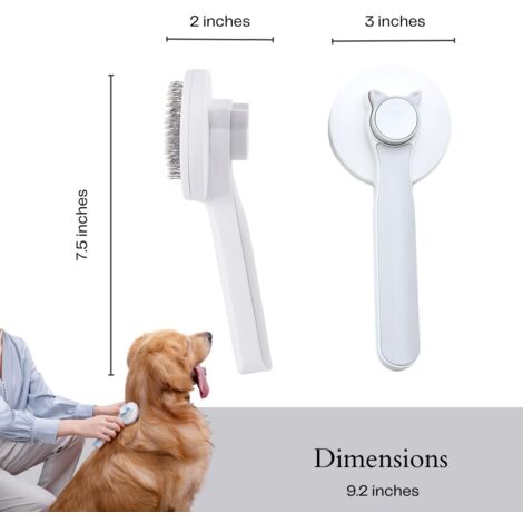 Brosse de toilettage pour chiens et chats, brosse à râteau autonettoyante pour chiens et chats. L'outil de brosse de toilettage pour animaux de compagnie enlève en douceur le sous-poil lâche, les poil