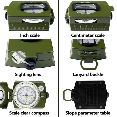 OMABETA Boussole Militaire Boussole étanche à Lentilles Lumineuses D