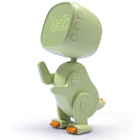 Yiliaw Réveil Dinosaure Avec Veilleuse, Machine à Sons Et Entraînement Au Sommeil – Silicone Sécurité Enfant – Snooze Et écran Réglable