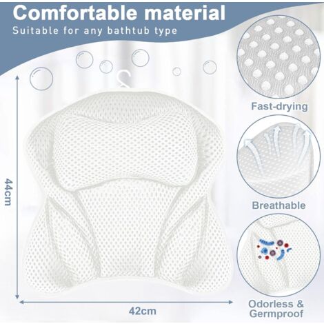 Oreiller De Bain Collazoey - Mousse Mémoire Forme - 2 Ventouses Puissantes - Relaxation Cou Bleu