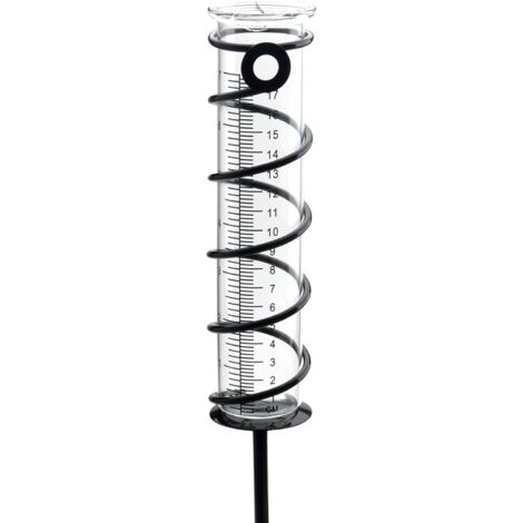 KUHEIGA Pluviomètre Décoratif Rois Grenouilles Avec Piquet - Hauteur 140 Cm, Métal Et Verre