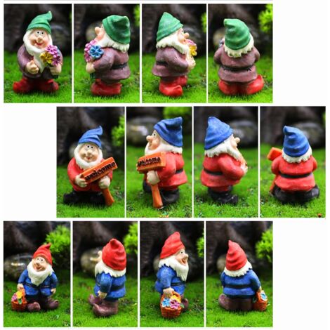 7 Nains De Jardin Miniatures En Résine - Décorations Colorées Étanches Pour Jardin Extérieur/Intérieur - 4.5x3.5cm