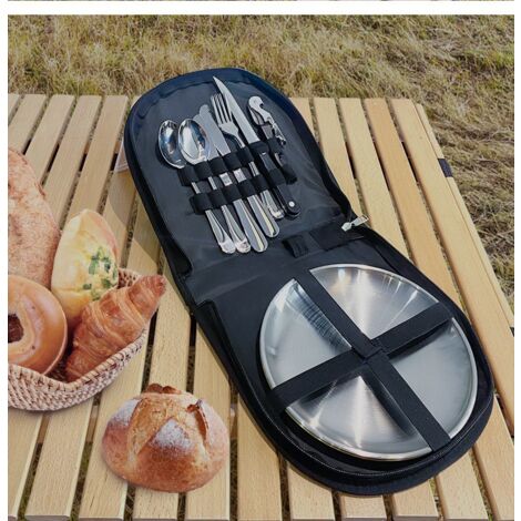 4 Assiettes Camping Inox 23cm - Légères Et Empilables - Pour Pique-nique, BBQ Plage Et Repas Extérieur