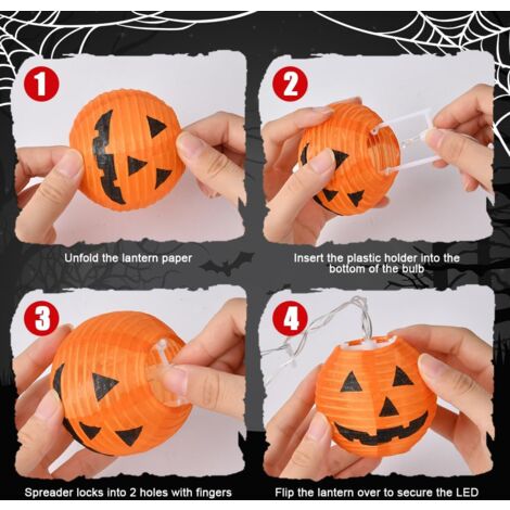 Lot De 2 Lanternes Décoratives D'Halloween En Forme De Citrouille Pour