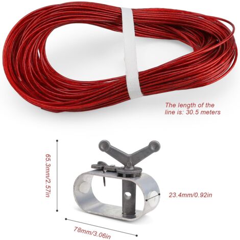 Tendeur De Câble Pour Bâche De Piscine | Câble Acier 2mm X 30.5m Avec Tendeur Papillon, Pour Fixer Couverture Hiver Hors-Sol