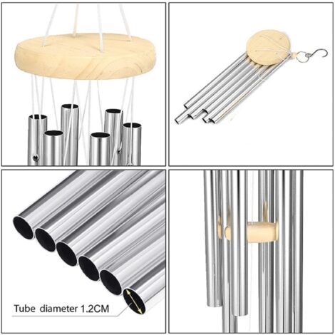 Carillon à Vent Éléphant - 95cm - Métal - 4 Tubes - Décoration Jardin Ou Intérieur - Cadeau Zen
