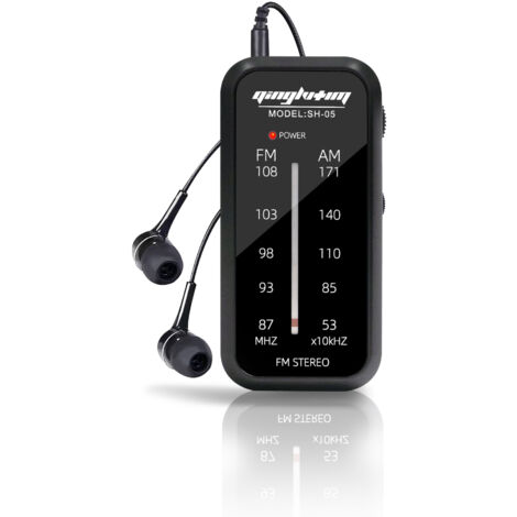 Petit Radio Portable, J-985 AM/FM Radio de Poche avec écouteurs, Poste Radio à Piles avec stéréo, Mini Radio récepteur AAA pour promenades, Jogging, pêche