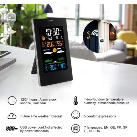 Station Meteo,Station Meteo Sans Fil Avec Capteur Extérieur, Horloge