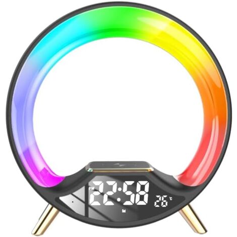 Lampe Réveil Intelligente Smiling Shark - Simulateur Aube, Charge Sans Fil 15W, Bluetooth, Contrôle App - Pour Chambre