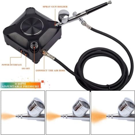 Kit D'Aérographe à Sortie Réglable 40PSI Kit de Compresseur de Brosse à Double Action pour Peinture, Maquillage, Décoration, Artisanat D'Art, Installation Facile