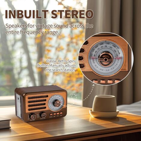 Radio Portable Rétro AM/FM/SW - Rechargeable, Bluetooth, Lecteur MP3 - Haut-Parleur Intégré