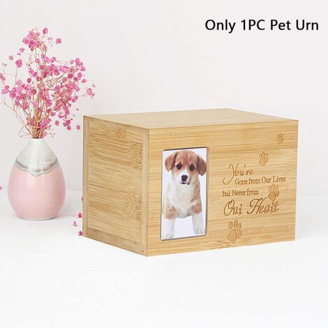 Boîte à cendres pour animal domestique, chat ou chien, urne commémorative pour cendres en bambou, cercueil de cendres, cadeau commémoratif avec cadre photo (avec cadre)
