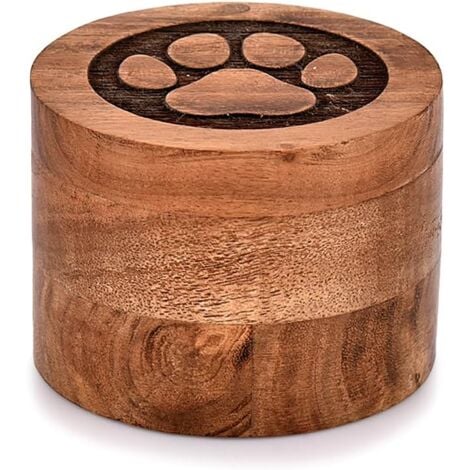 Urne funéraire décorative en bois d'acacia pour cendres de chiens, chats (8,9 x 8,9 x 6,3 cm)