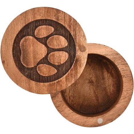 Urne funéraire décorative en bois d'acacia pour cendres de chiens, chats (8,9 x 8,9 x 6,3 cm)