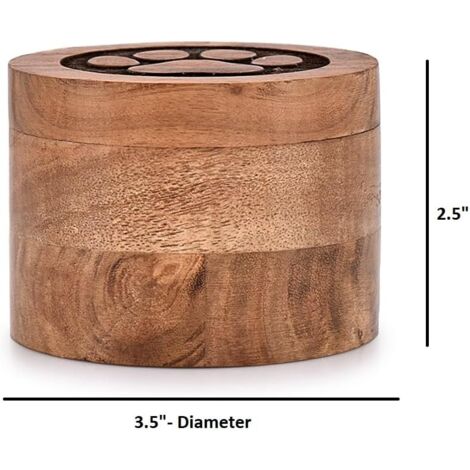 Urne funéraire décorative en bois d'acacia pour cendres de chiens, chats (8,9 x 8,9 x 6,3 cm)