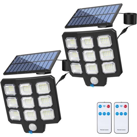 Lampes Solaires D'extérieur Avec Détecteur De Mouvement, 108 Spots Solaires Led 3 Modes Eclairage Et Telecommande 95392138