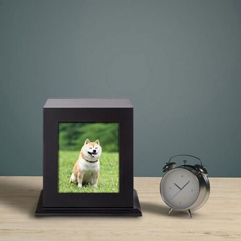 Urne funéraire pour Animaux de Compagnie, Chien ou Chat, urne funéraire commémorative en Bois Massif Pur avec Cadre Photo