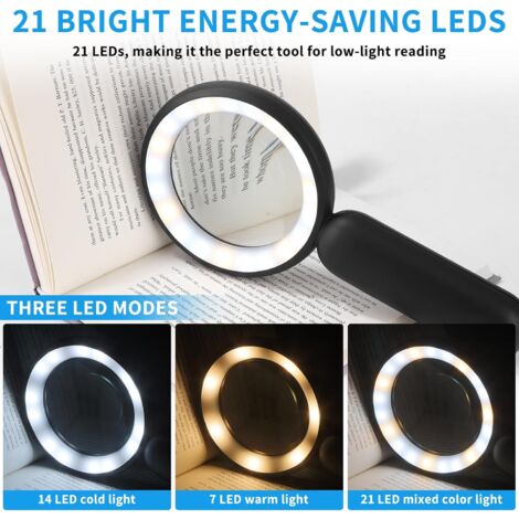 GoToSeeU Loupe Lumineuse Rechargeable 13X Et 2X - 33 LEDs, Parfaite Pour Lecture, Bijoux, Cartes